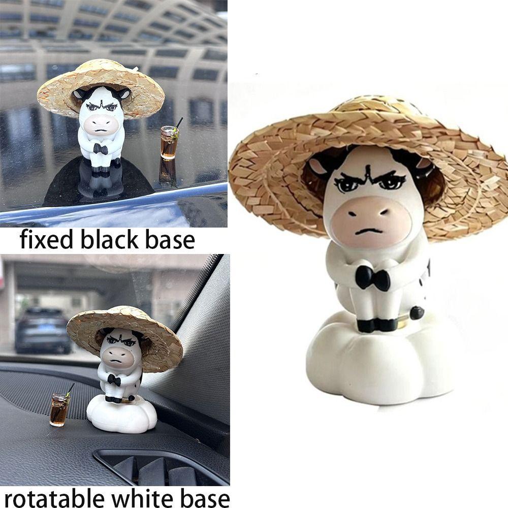 Cute Grass Cow Figure Ugly-cute Car Ornament Emo Center Console Decoration  Center Console