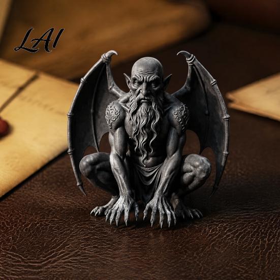 Unique Gift for Goth Lovers Gargoyle Figurine Medieval Dark Winged Statue Resin Gothic Architectural Figure Horn Demon Ornament Office Bookshelf