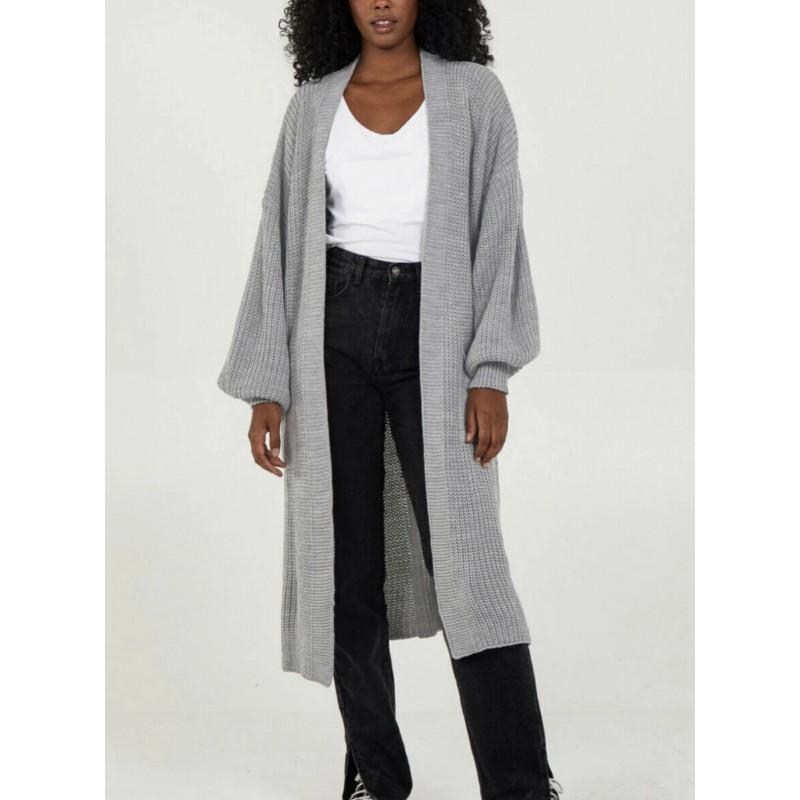 Übergroßer Strick-Cardigan-Pullover mit langen Ärmeln für Damen, Winter, lockere Passform, Übergröße, V-Ausschnitt, offene Vorderseite, langer Mantel