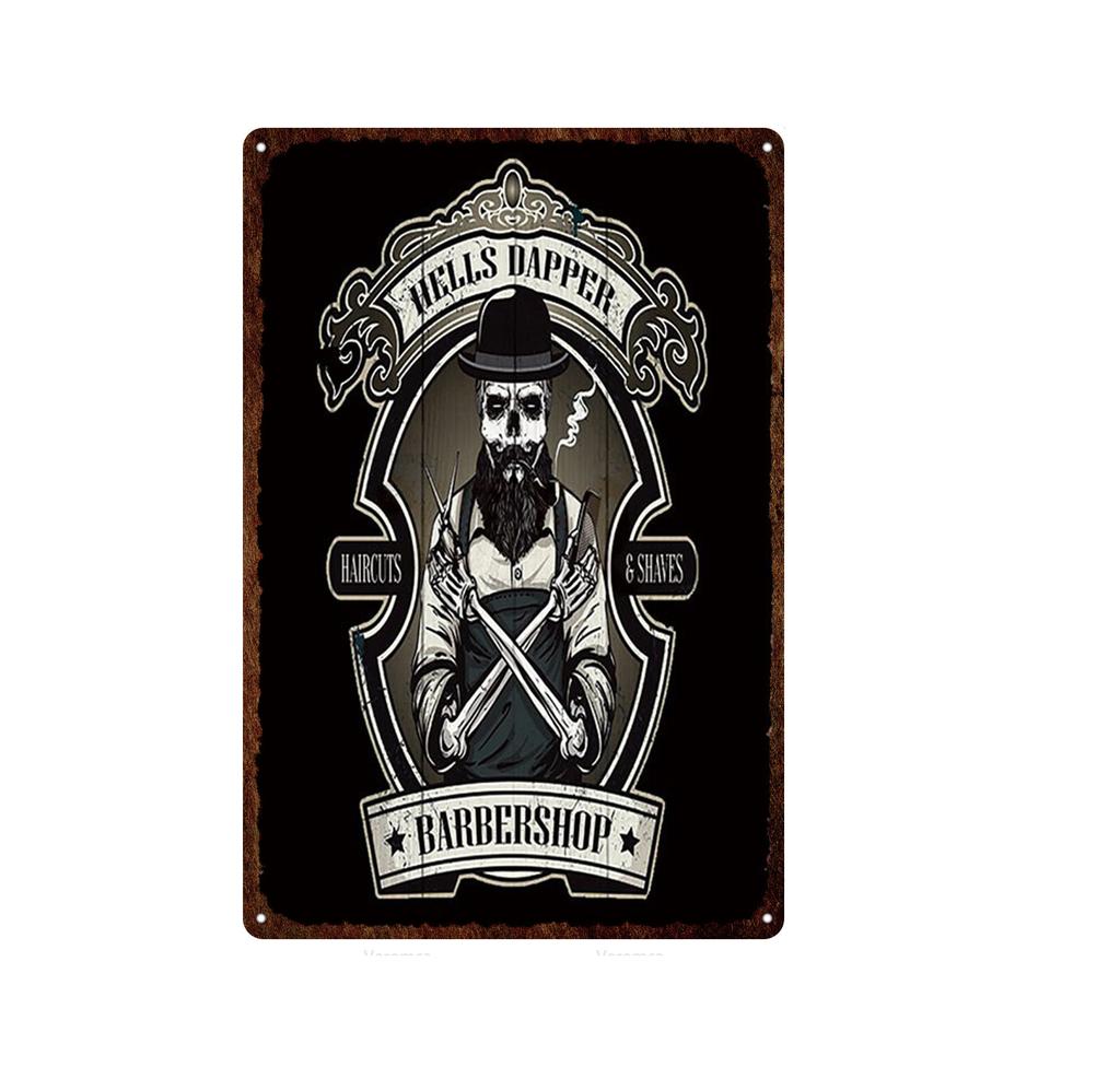 Outils de barbier de Style européen, signe en étain en métal, plaque murale Vintage, décor de magasin de tatouage, Plaques de peinture imprimées artistiques