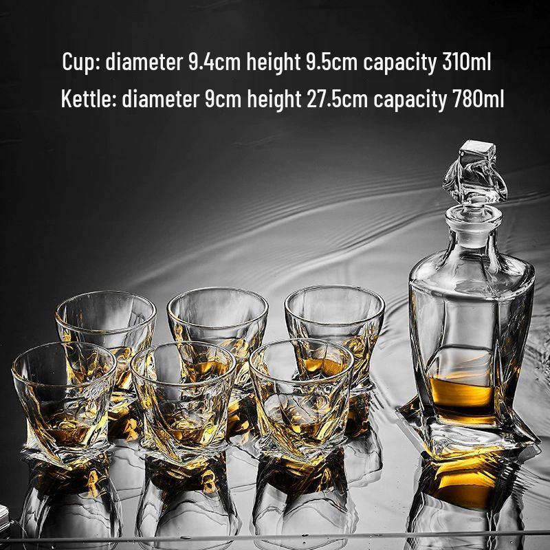 Luxury European Crystal Whiskey Decanter and Glass Set