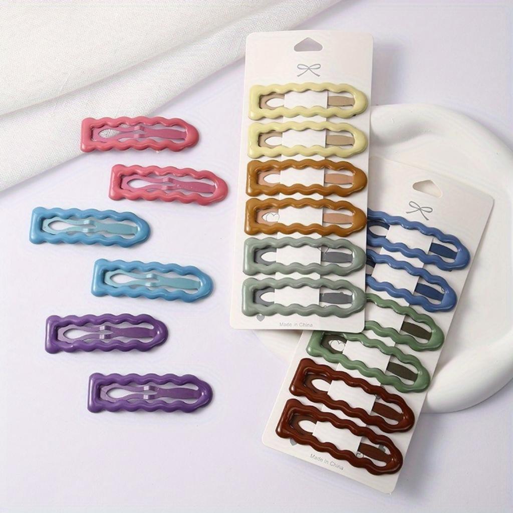 10pcs Fashion for Girls Morandi Color Arc Geometric Hair accessories for Girls Hair Clips Simple sweet Wave hair clips for women