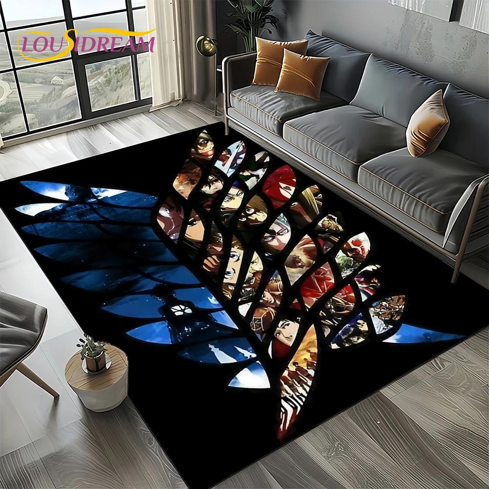 2025 Attack On Titan Eren Anime Cartoon Carpet Rug for Bedroom Living Room Home Sofa Decoration,kids Play Decor Floor Mat Gift