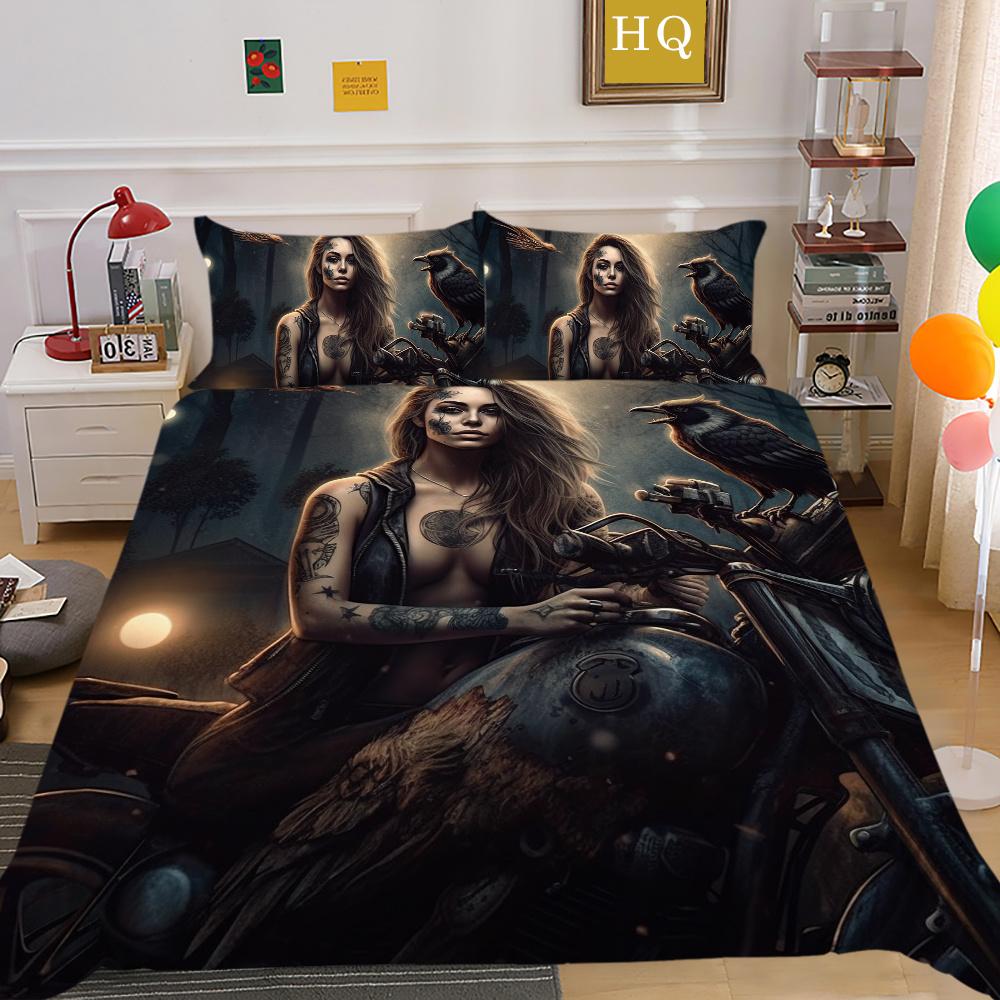 Bettbezug-Set Beauty Skull Gedruckt Full Size Mikrofaser Tagesdecken Hohe Qualität Kissenbezug Luxus Bettwäschebezug-Sets