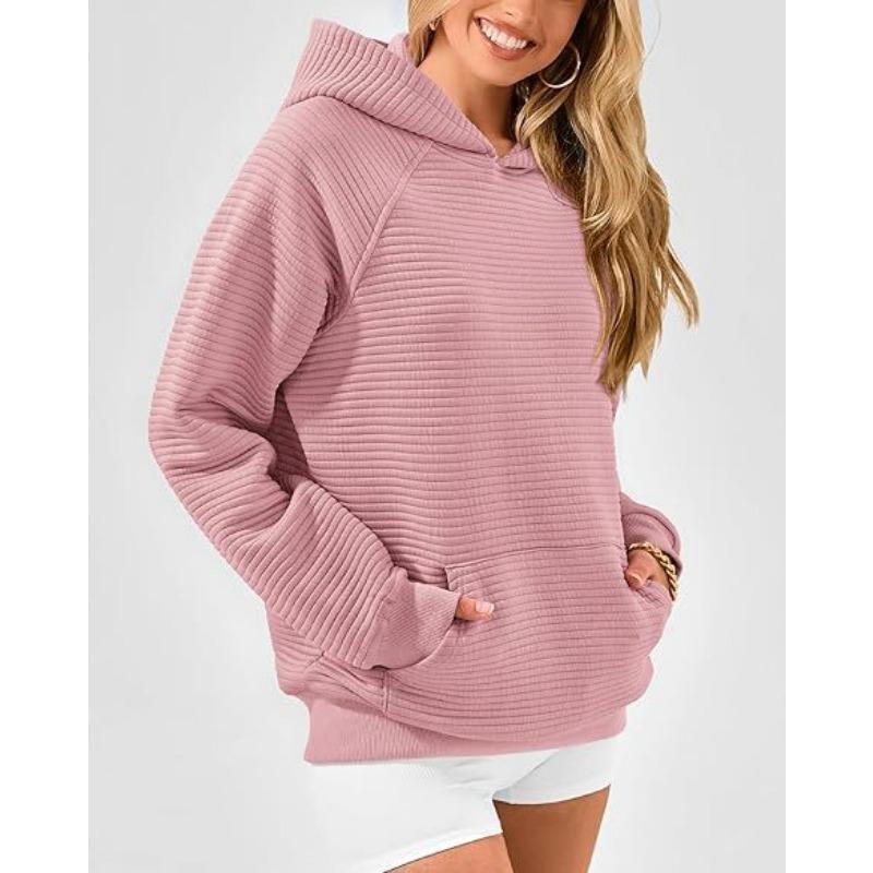 2025 Fashion Striped Loose Long Sleeved Hooded Sweater Women Autumn and Winter Casual Simple Office Sweatshirt Hoodie Elegant Loose Women's Clothing