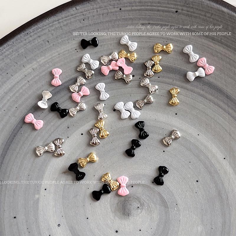 5 Stück 3D Schleifen Krawatte Nagelkunst Charms, Luxus 3D Legierung Schleifen Strasssteine, Nageldekoration Zubehör