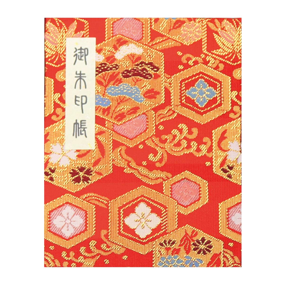 60-page Goshuincho (stamp book) with vinyl cover and original Hotokudo bookmark, in red with a tortoiseshell and diamond pattern.