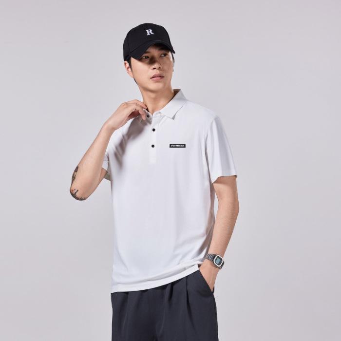 

American Ice-sensing POLO Shirt for Men Short-sleeved Loose Summer New Markless Ice Silk Men s Body Shirt 4XL