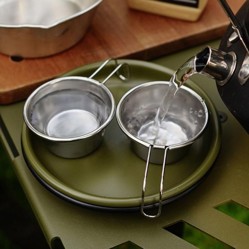 Camping Cookware Multipurpose Stainless Steel Cup with Hook Handle 50ml Capacity For Hiking Backpacking Adventure