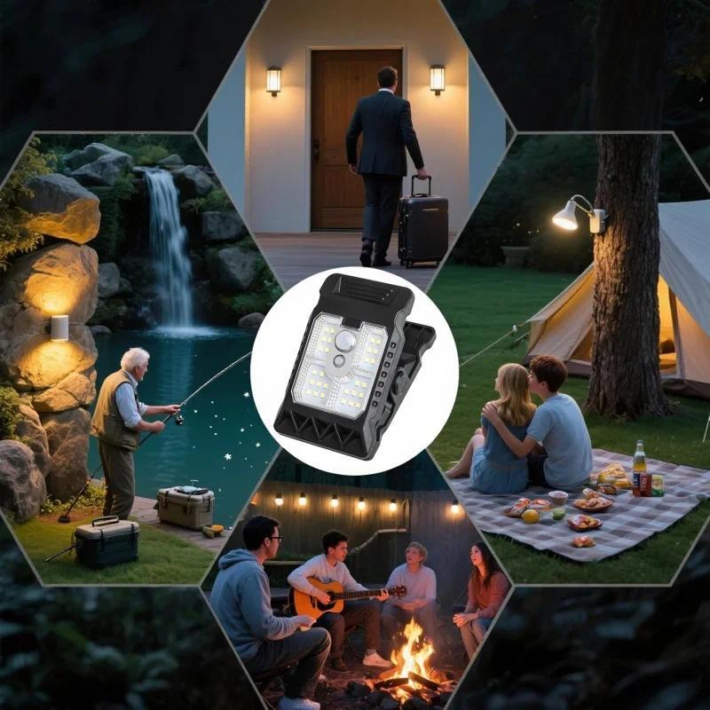 1/2 Pezzi Lampada a Clip Solare - Luce da Parete con Sensore di Movimento per Giardino Cortile Recinzione Luce Notturna di Emergenza Illuminazione di Sicurezza