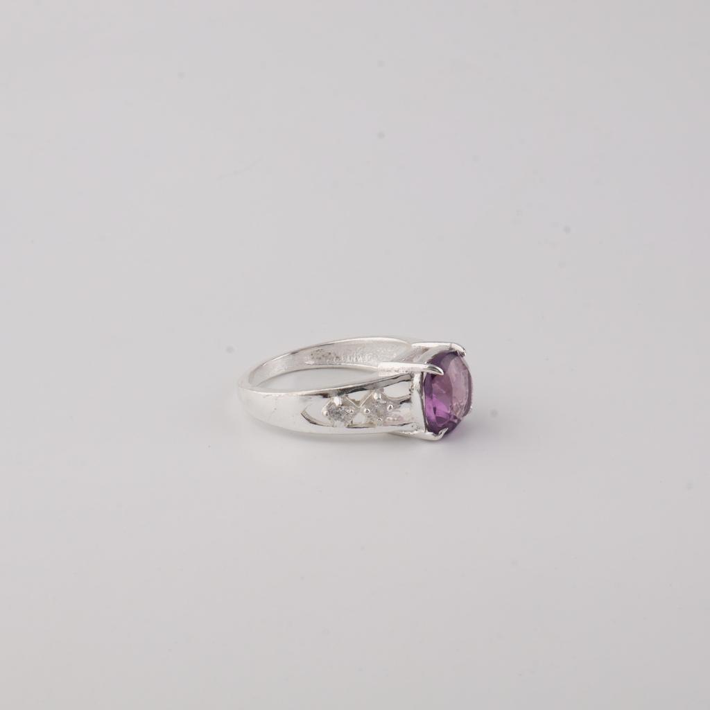 Amethyst Gemstone 925 Sterling Silver Jewelry, Cushion Cut Amethyst Ring For Women, Designer Zircon Ring For Women CZR-15-10