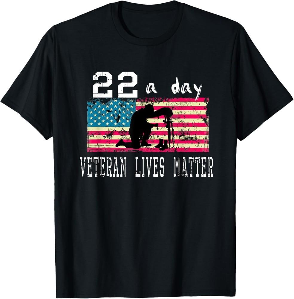 

Veteran Lives Matter Suicide Awareness PTSD Veteran 22 a Day Gift Unisex T-Shirt L