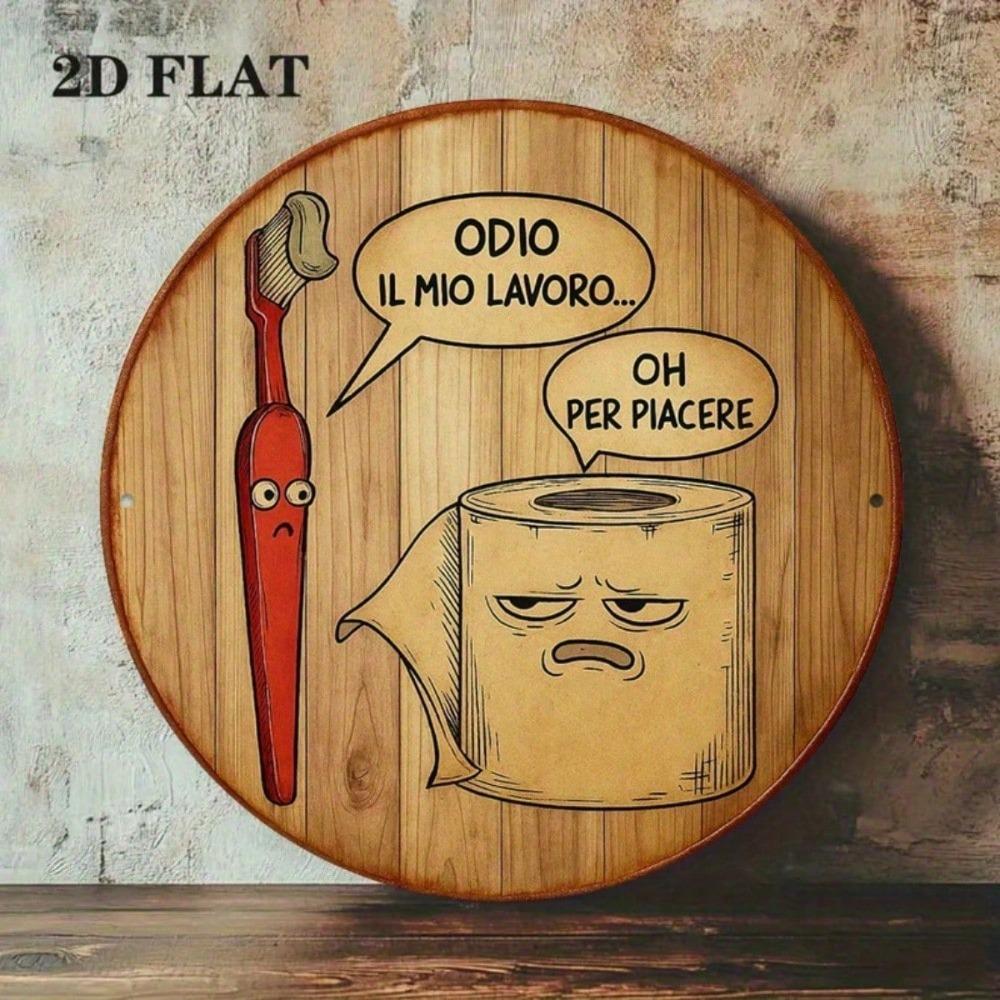 Funny Italian Metal Wall Art Sign Vintage Humor Decor for Toilet Bathroom