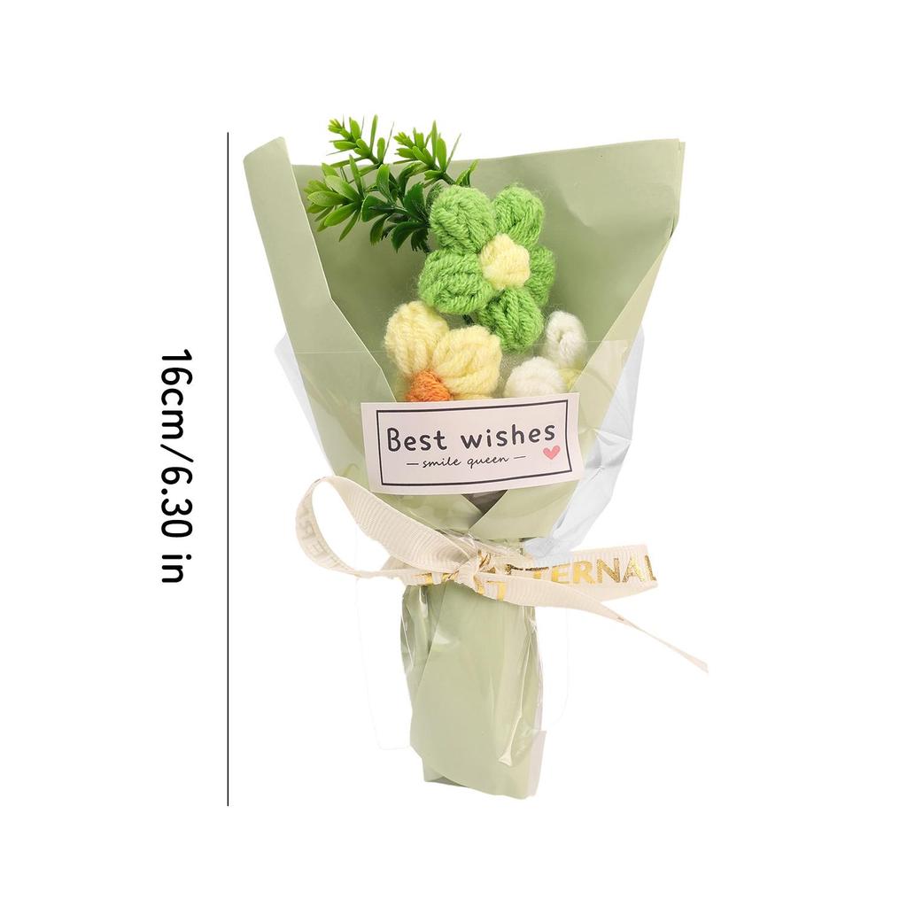 1/3/5pcs Knitted Flower Bouquet Wedding Mini Crochet Flowers Birthday Party Decor Gift Not Withering Artificial Flower Bouquet