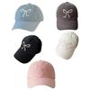Adjustable Baseball Hat Breathable Cotton Cute Bowknot Accent For Teen Kid Girl Outdoor Activity And Daily Use
