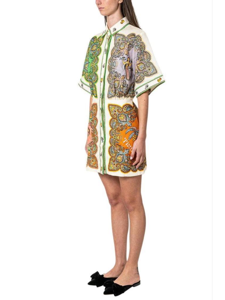Trendy European & American Printed Cotton Linen Shirt Dress - Casual Slim Fit
