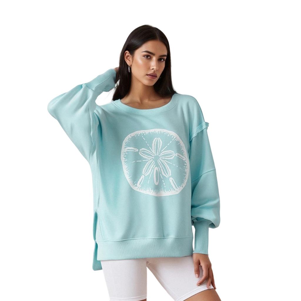 Women's Crew Neck Long Sleeve Loose Fit Graphic Sweatshirt Printed Pullover Streetwear Top