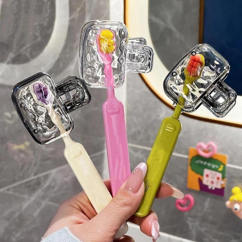 Portable Travel Toothbrush Storage Clip Dust Protective Cap Non-toxic Material Household Bathroom Toothbrush Holder for Kids
