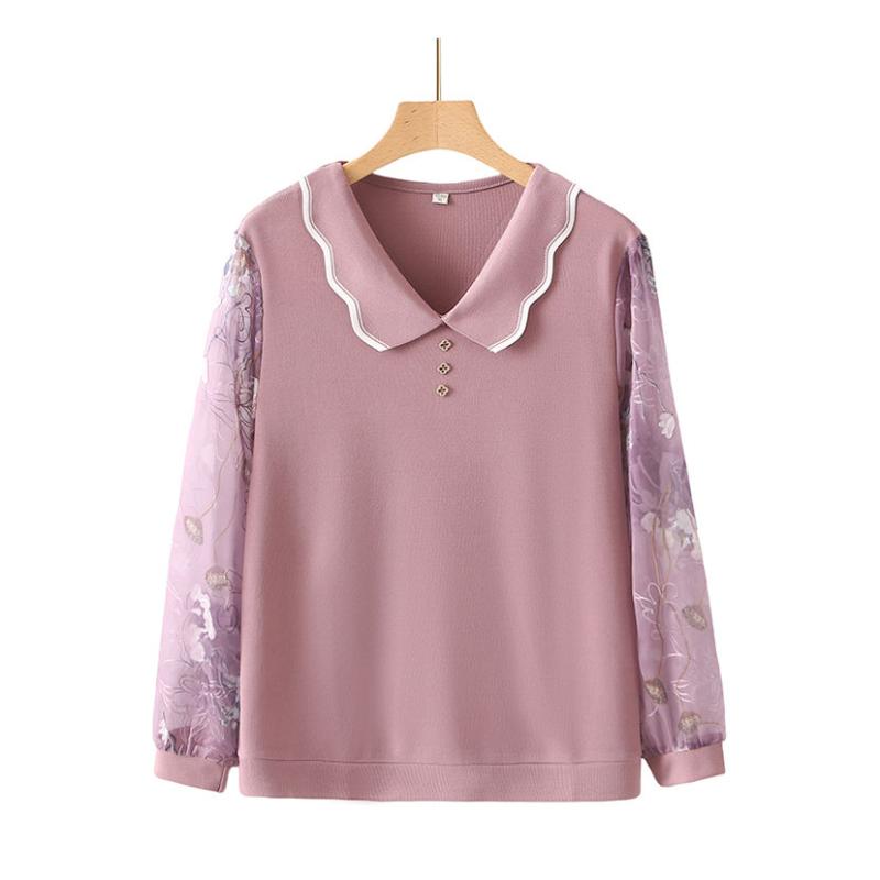 

Свободный женский пуловер с принтом, повседневный элегантный топ с длинным рукавом XL розовый