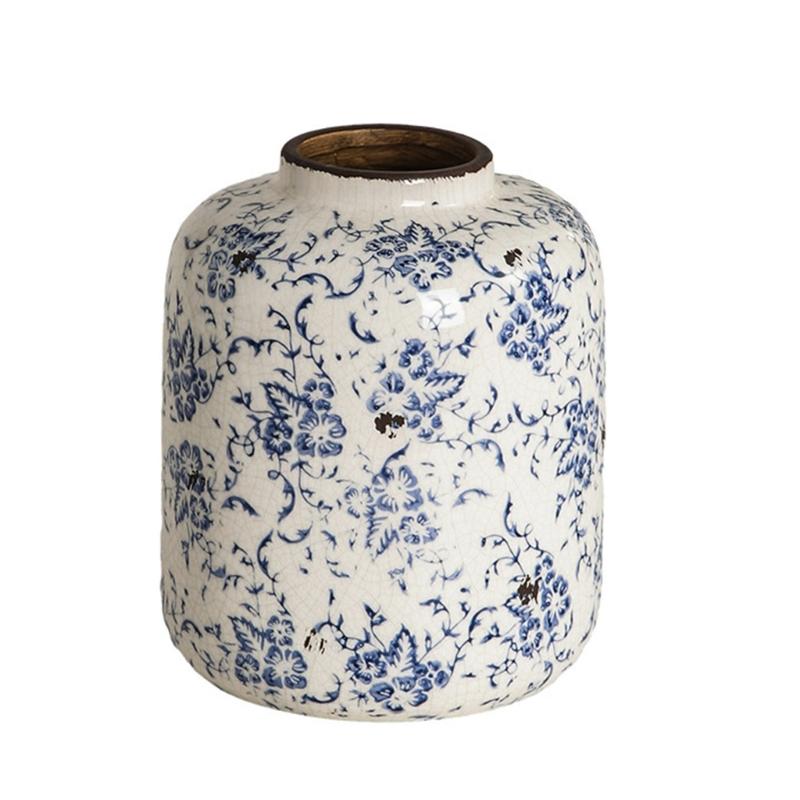 

Distressed Blue And White Porcelain Vases Crackle Glaze Antislip Base Ceramics Flower Pot For Living Room Centerpieces 1