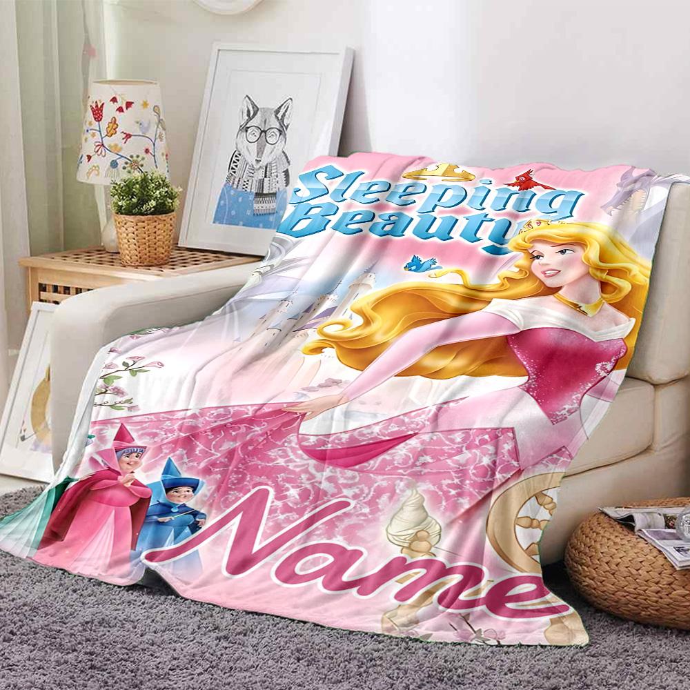 Custom Name Princess Cinderella's Horse flannel Blanket for Super Soft Cute Comfort Blanket for Travel Bedding Couch Sofa Blanket
