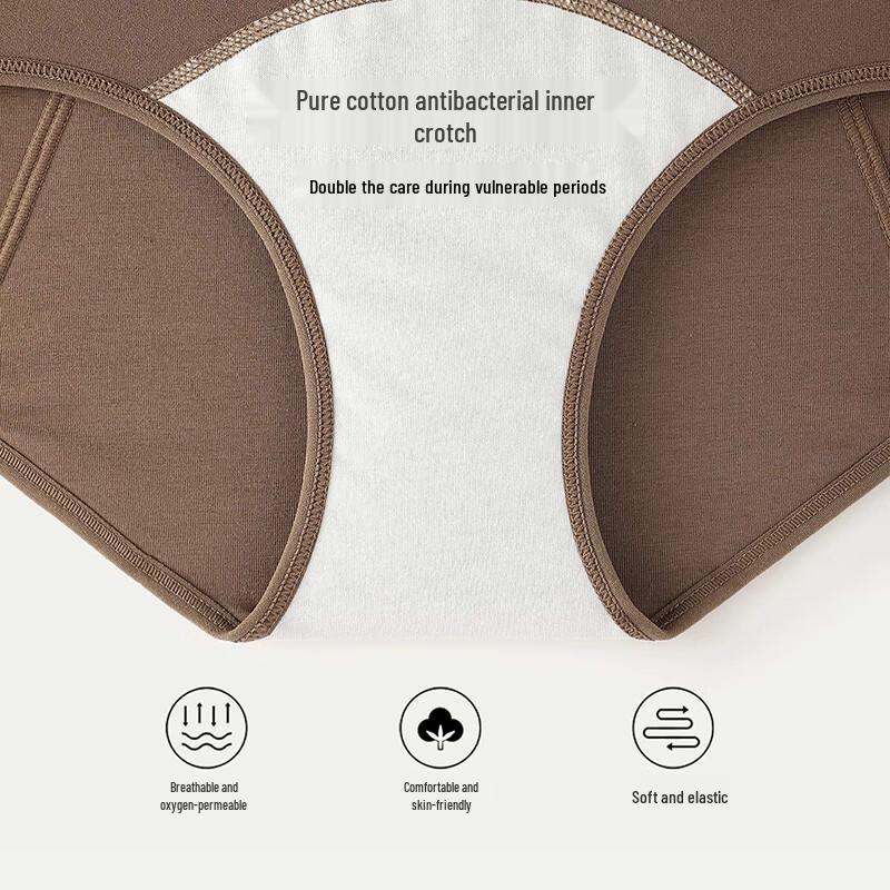 YOUNGYELL Women's High-Waist 10A Antibacterial Pure Cotton Leak-Proof Period Panties 3-Pack