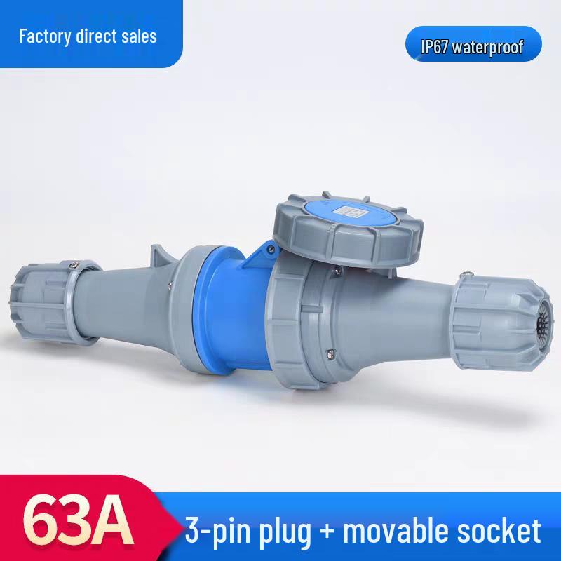 63A/125A Waterproof Aviation Plug Socket: 3-Pin, 4-Wire, 5-Hole, 3-Phase Connector