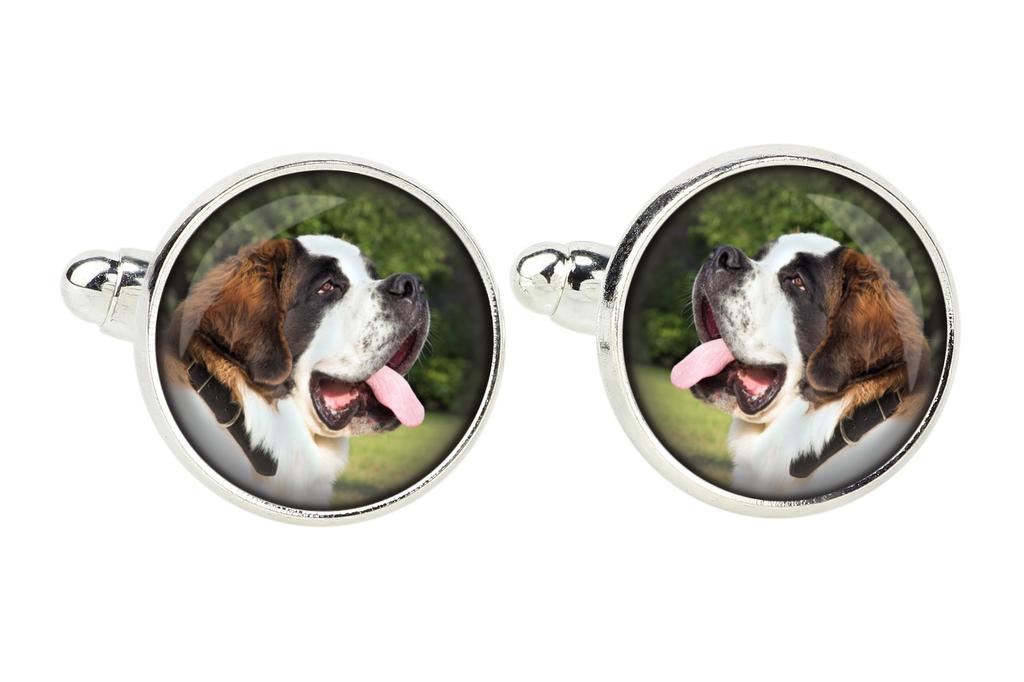 St. Bernard, Saint Bernard, Alpine Mastiff, Bernhardiner - cufflinks and tie with your photo, a suit decoration, men's jewelry from the Art-Dog brand.
