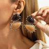 Vintage Gemstones Resin Dangle Earrings Irregular Shape Resin Alloy Geometric Earrings Elegant Sweet Piercing Earrings