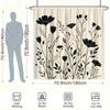 Elegant Black Floral & Leaf Shower Curtain , Polyester with Liner, Machine Washable Bathroom Decor