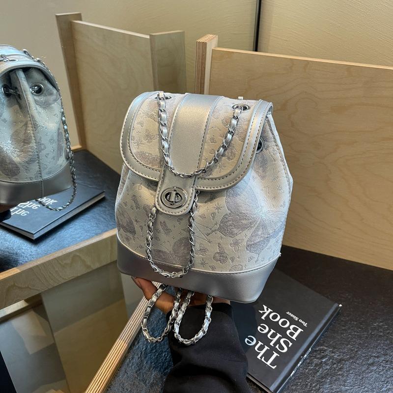 

Popular beautiful butterfly dance chain backpack summer new bag women s leisure niche backpack серебряный