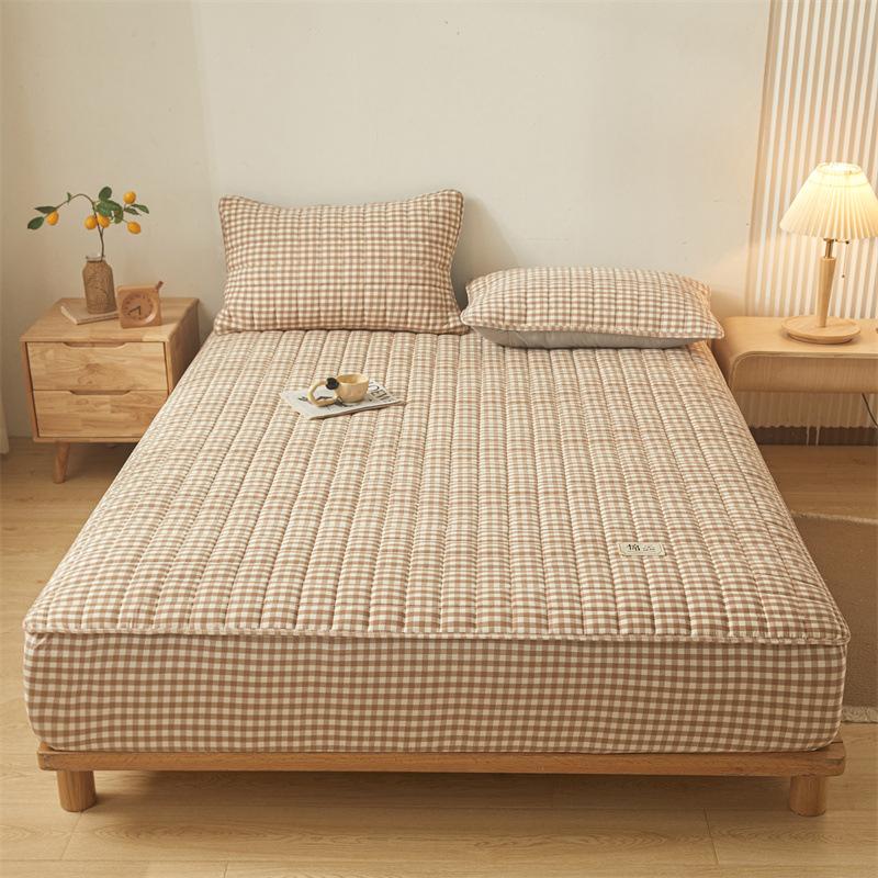 Small Fresh Style Warm Yarn-dyed Cotton Washed Cotton Bed Sheet Soy Quilted Bed Cover Simmons Protective Cover