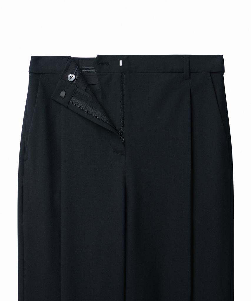 MUSINSA STANDARD WOMAN Women'S Summer Wool Loose Tapered Hidden Banding Slacks [Black]
