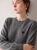 Women's 2025 Round Neck Embroidered Heart Cashmere Sweater - Gentle, Fashionable & Versatile