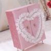 Luxury Velvet Jewelry Box With Rhinestone Lace Trim Pink Fabric Storage Case Necklaces Earrings