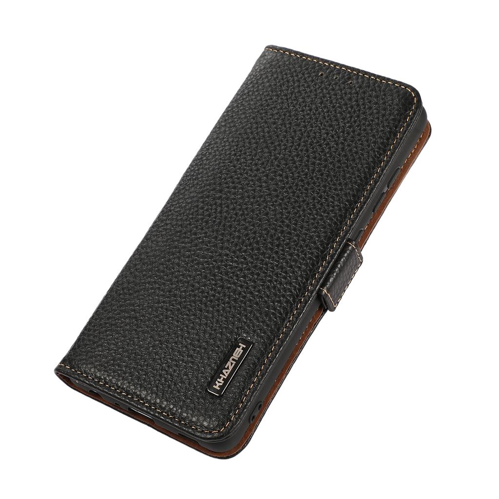 KHAZNEH Phone Case for Xiaomi Redmi Turbo 4 5G/Poco X7 Pro 5G Genuine Cow Leather Cover RFID Blocking