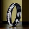 Stainless Steel Ring with Star-Inlaid Diamonds, Fade-Resistant, Titanium Finish