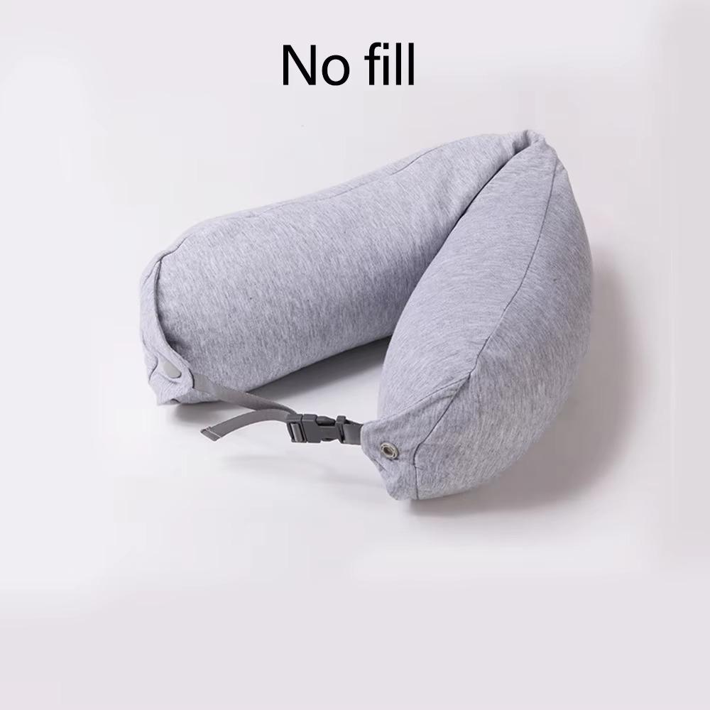 Fillable Travel Neck Pillow Neck Support Light-blocking Airplane Neck Pillow Adjustable with Storage Pouch