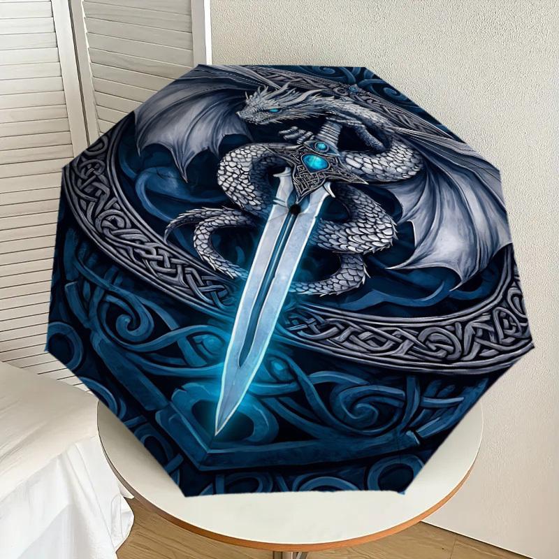 1PC Dragon Sword Umbrella-8-Rib Reinforced, Automatic Open, Lightweight & Durable, Fashion Accessory for Outdoor, H0374