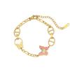 Cross-border explosion pink oil drop butterfly bracelet ins niche design high-end 18K gold stainless steel bracelet