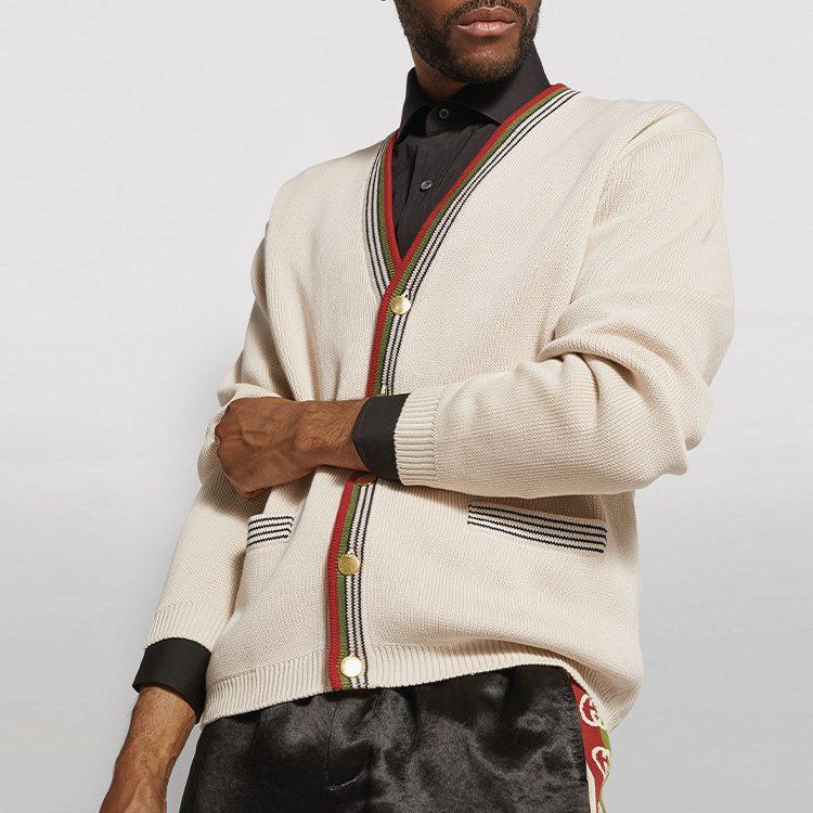 GUCCI Knitwear Men's Ecru V Neck Moderate 626268-XKBFU-9750