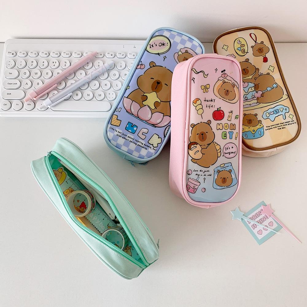 Cosmetics Card Pen Capybara Pencil Case Large Capacity Cartoon PVC Pencil Pouch  School Office