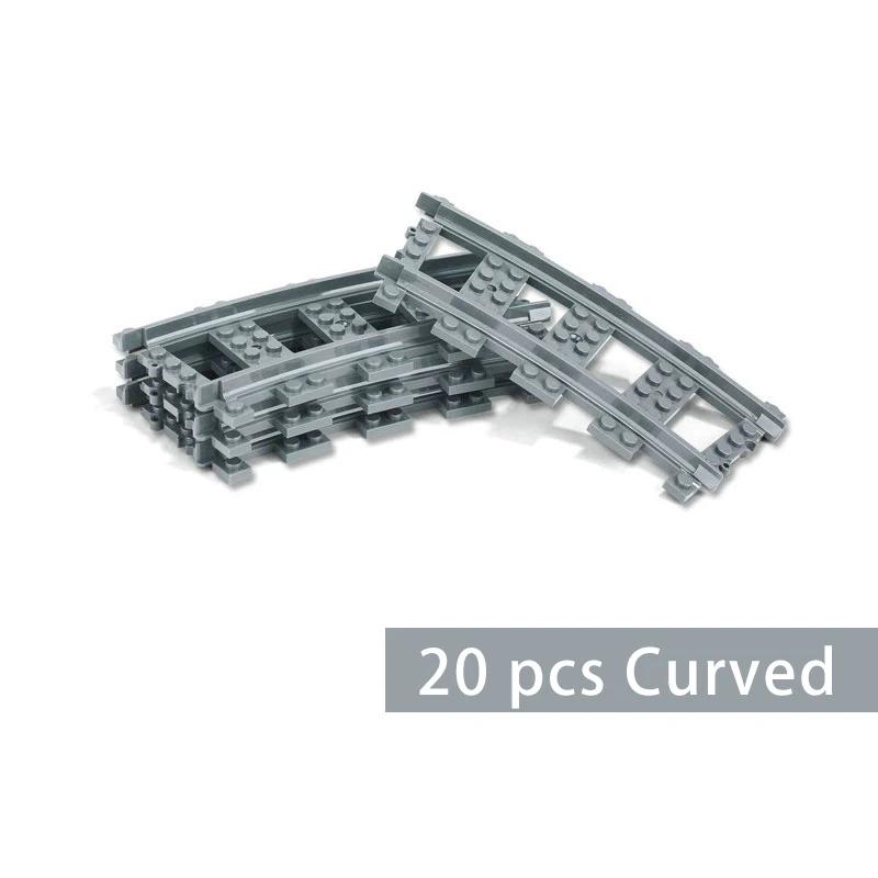 Straight Curved Train Tracks Building Sets DIY 10-100 pcs Kids Toys MOC Bricks City Rail Crossing Accessories