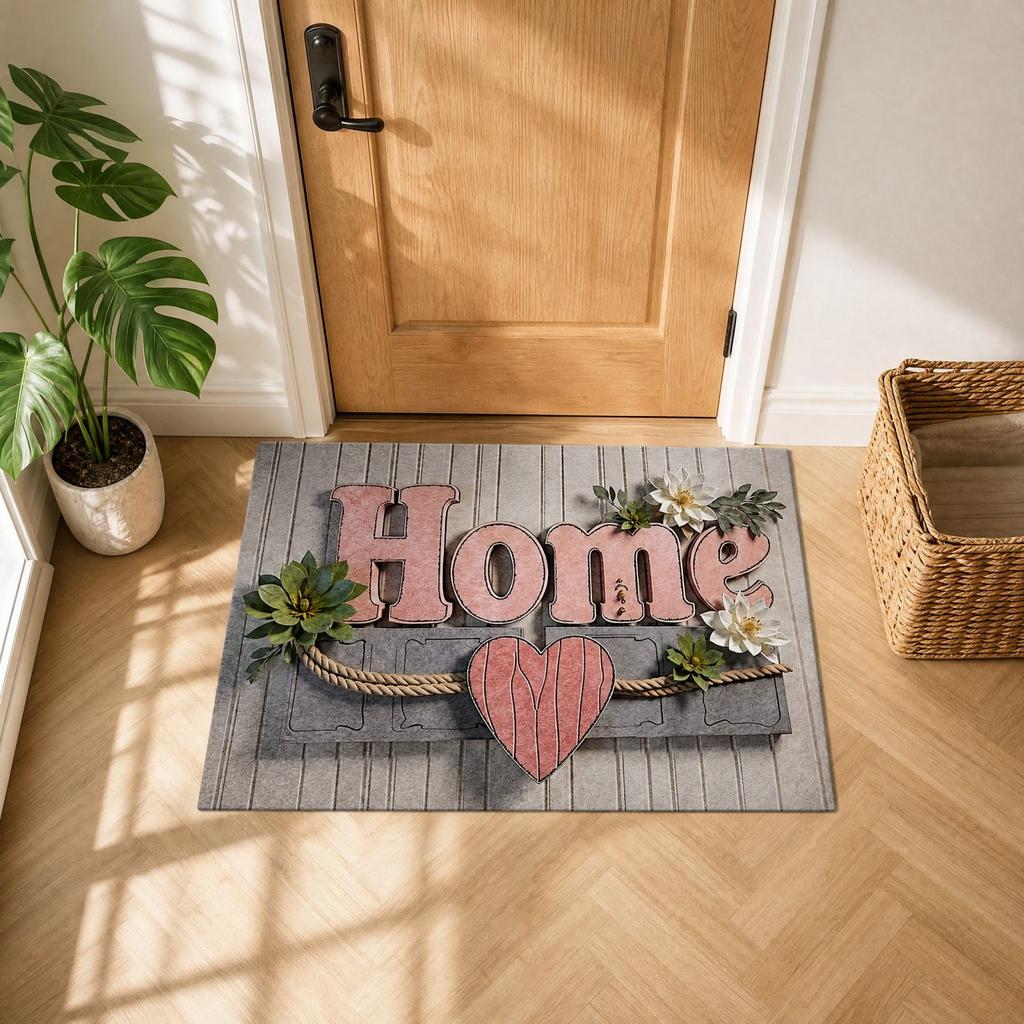 Modern Welcome Home Front Door, Velvet Entryway Doormat, Absorbent Easy Clean Indoor, 40 60