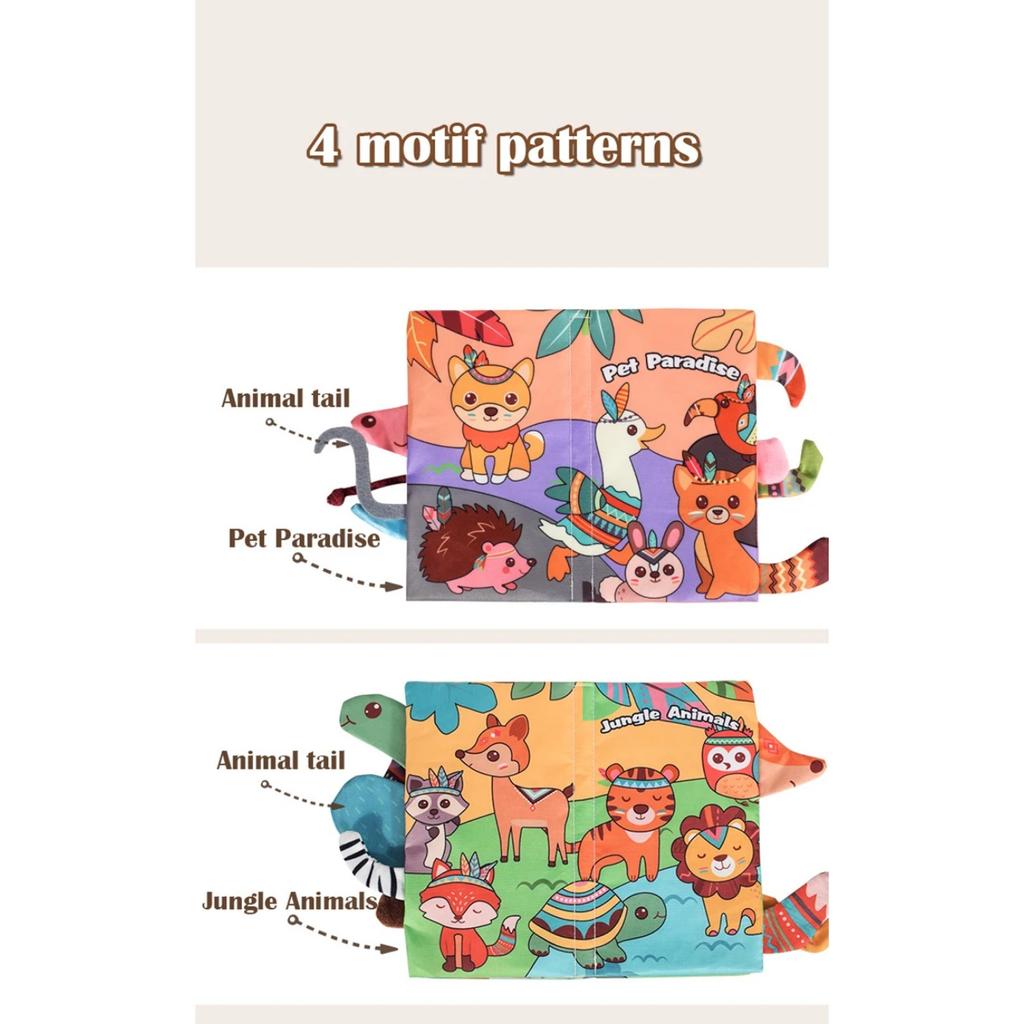 Baby Books Montessori Toys Waterproof  Soft Cloth Books 3D Animal Cognitive Infant Early Learning Educational Fabric Books Toys