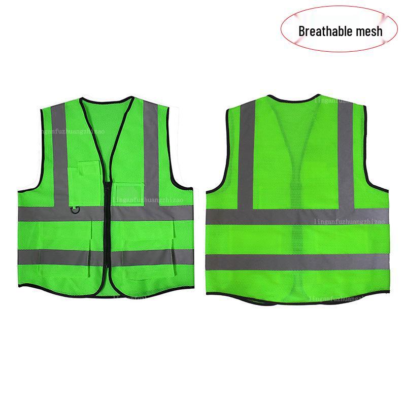 Multi-Pocket Reflective Vest for Sanitation & Construction with Printing