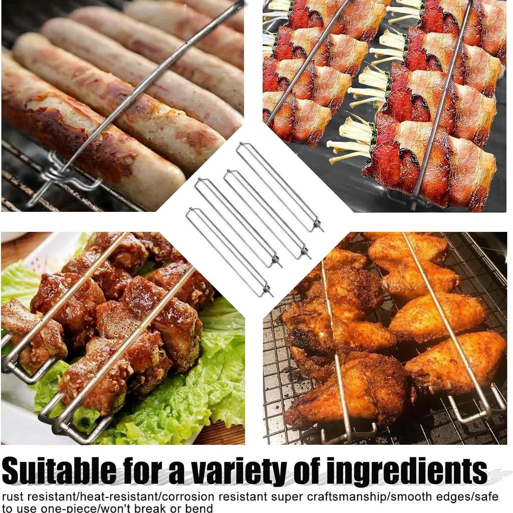 Portable Food Grade Stainless Steel Chicken Wing Guide Skewers Reusable Chicken Wing Rack BBQ Fork for Even Cooking Picnic