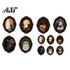 Dark Aesthetic Metal Cabinet Magnets Halloween Wooden Refrigerator Magnets, Vintage Gothic Oval Frame Fridge with Witch Indoor Theme Decorations Ghost