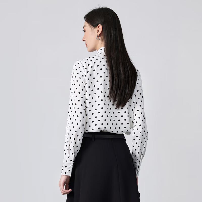 Women's Polka Dot Long-Sleeve Blouse with Bow