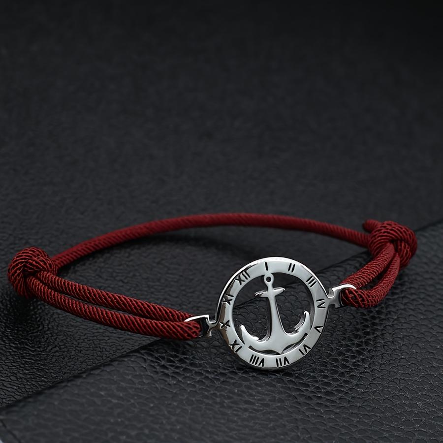 Adjustable Bracelet Easy Woven Wristband 304L 304L Stainless Steel Style Nautical Anchor Bracelet Men'S Beach Vacation Casual Arm Jewelry